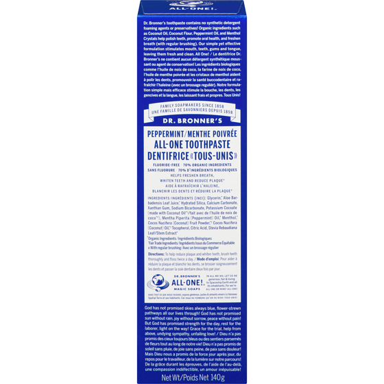 Dr Bronners Toothpaste, Peppermint 140 g, $5.71/100g