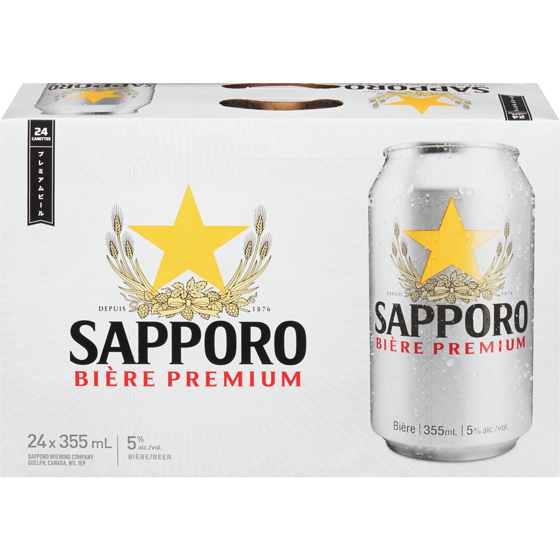 Sapporo Bière (Pièce d’identité requise au moment du ramassage) 24x355.0 ml, 0,40 $/100ml