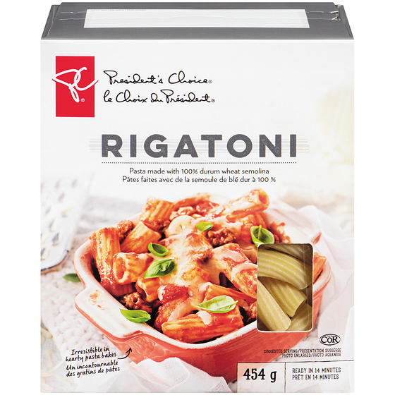 le Choix du Président Pâtes rigatoni 454 g, 0,55 $/100g