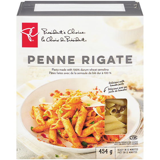 le Choix du Président Pâtes penne rigate 454 g, 0,55 $/100g
