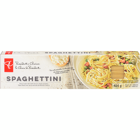 le Choix du Président Pâtes spaghettini 454 g, 0,55 $/100g