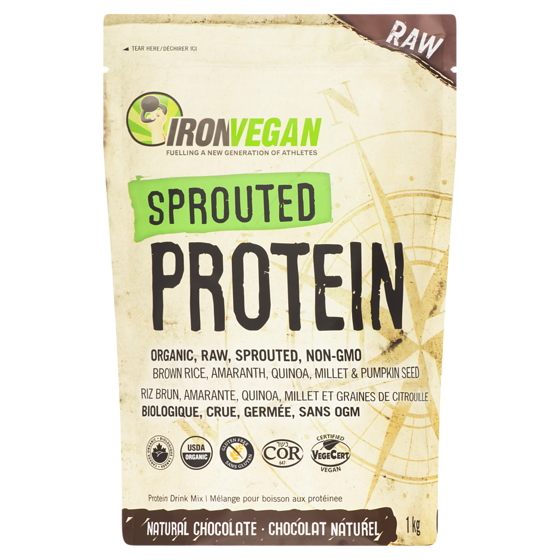 Iron Vegan Sprouted Protein Natural Chocolate Protein Drink Mix 1 kg, $7.40/100g
