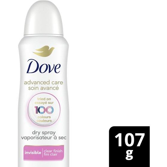 Dove Advanced Care Dry Spray Antiperspirant Clear Finish Scent 107 g, $9.34/100g