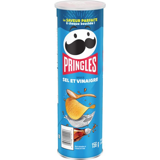 Pringles Croustilles Saveur de Sel et vinaigre 156 g, 2,24 $/100g