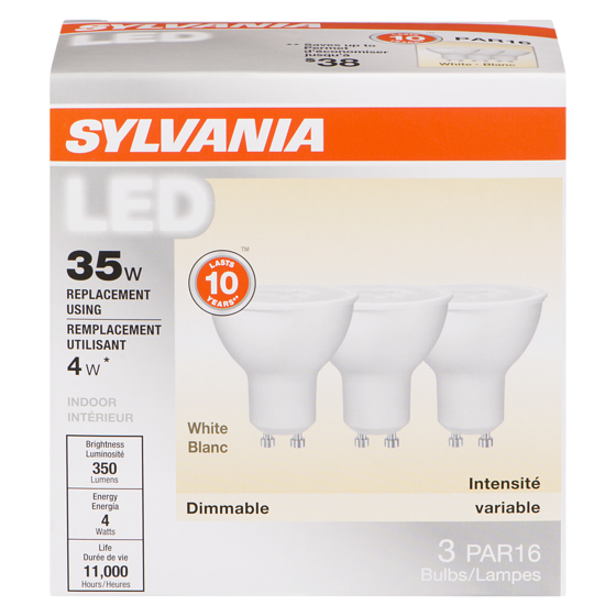Sylvania LED Bulb, 10 Year, 4W GU10 SW VP3 1 ea, $5.66/1ea