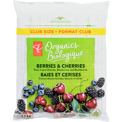 PC Biologique Baies et cerises surgelées Biologique, format club 1.5 kg, 1,40 $/100g