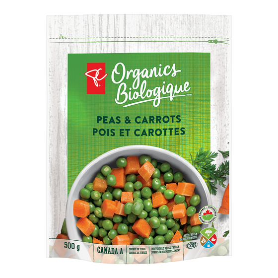 PC Biologique Pois Et Carottes 500 g, 1,00 $/100g