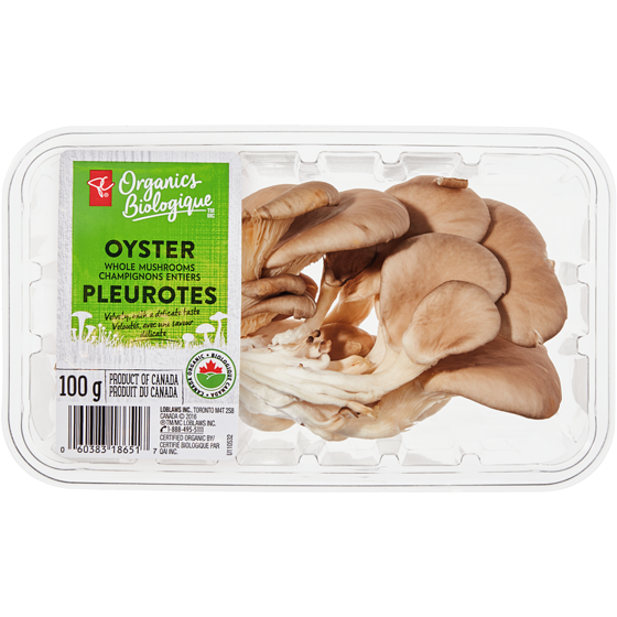 PC Biologique Pleurotes, champignons entiers biologiques 100 g, 5,00 $/100g
