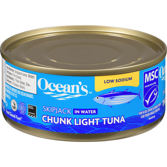 Ocean's Halo Chunk Light Tuna, Low Sodium 170 g, $1.03/100g