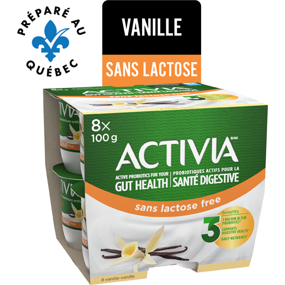 Activia Yogourt probiotique, saveur vanille, sans lactose 8x100.0 g, 0,66 $/100g