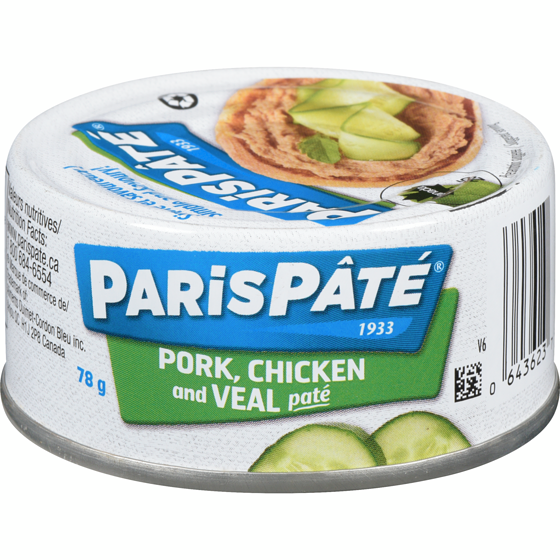 Paris Pâté Pâté, Pork Chicken Veal 78 g, $3.06/100g