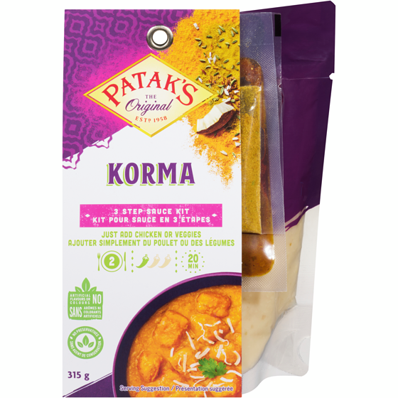Pataks Kit à sauce de cuisson 3 étapes Korma 315 g, 2,06 $/100g
