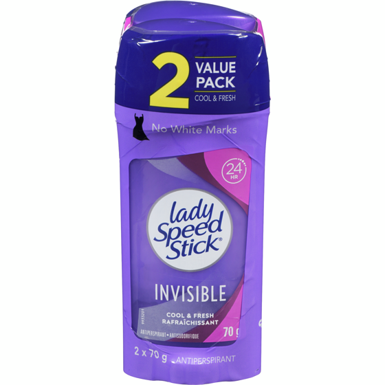 Lady Speedstick Deodorants, Invisible Cool & Fresh Antiperspirant Value Pack 2 x 140 g, $4.64/100g