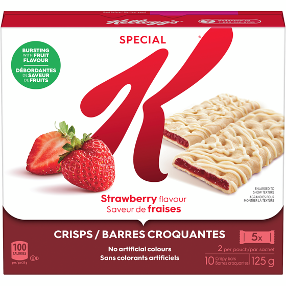 Kellogg’s Special K Barres croquantes aux fruits Special K Saveur de fraises, 10 barres 125 g, 3,19 $/100g