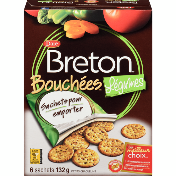 Dare Craquelins Breton Bouchées Légumes Sachets Pour Emporter 132 g, 3,40 $/100g
