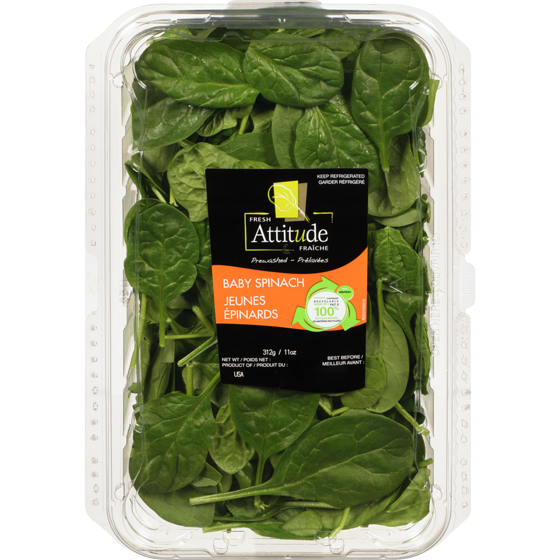 Fresh Attitude Baby Spinach Prewashed 312 g, $1.92/100g