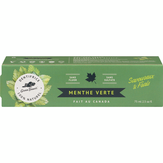 Green Beaver Jr Dentifrice, menthe verte 75 ml, 9,32 $/100ml