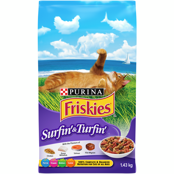 Purina Friskies Terre et Mer, Nourriture Sèche pour Chats 1.43 kg, 0,63 $/100g