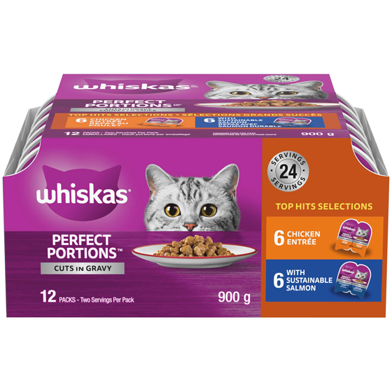Whiskas Perfect Portions Cuts In Gravy Chicken & Salmon Multipack Adult Wet Cat Food 900 g, $2.00/100g