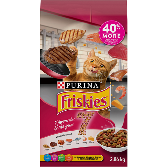Purina Friskies 7, Nourriture Sèche pour Chats 2.86 kg, 0,59 $/100g