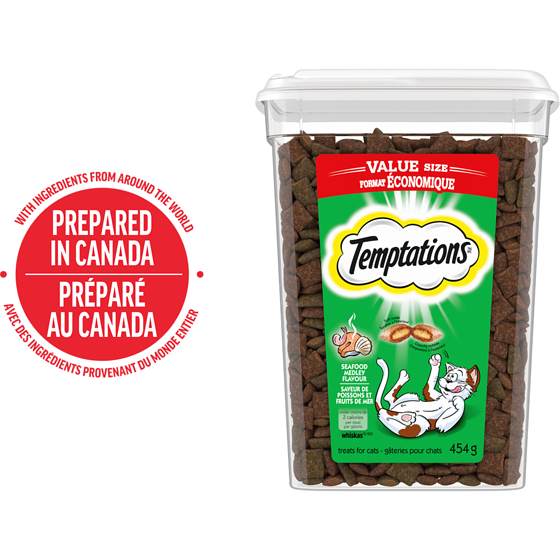 Temptations Gâteries pour chats adultes saveur de poissons et fruits de mer 454 g, 1,32 $/100g