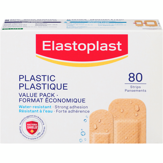 Elastoplast 360 Care-Guard Plastic Strip Family Pack, Assorted Sizes 80 ea, $0.07/1ea