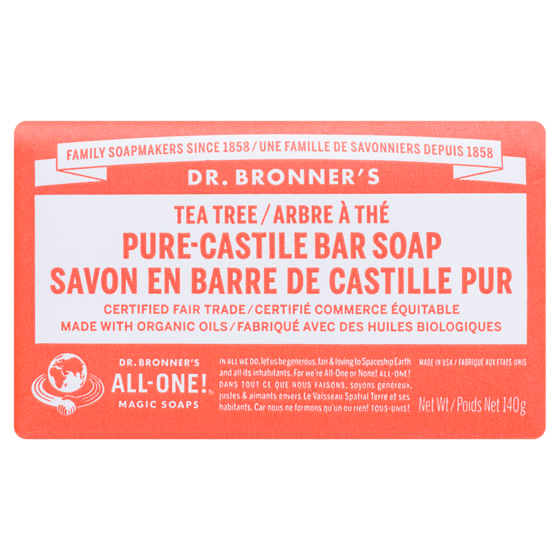 Dr Bronners Savon, théier 140 g, 4,64 $/100g