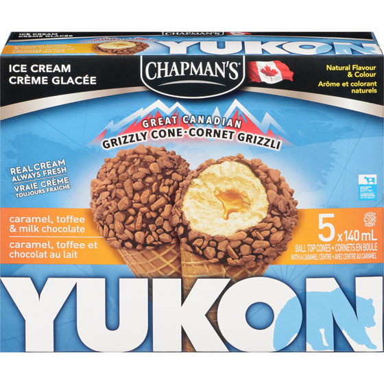 Chapmans Yukon Grizzly Ice Cream Cone Caramel, Toffee & Milk Chocolate 5x140.0 ml, $0.79/100ml