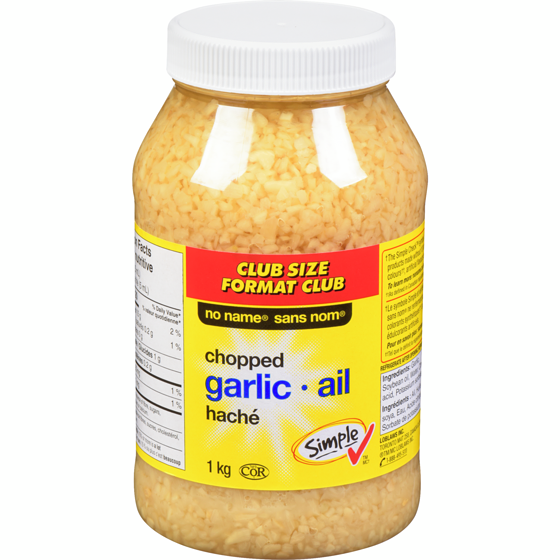 No Name Chopped Garlic 1 kg, $0.75/100g