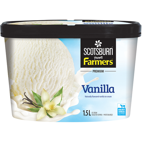 Scotsburn Premium Vanilla Ice Cream 1.5 l, $0.55/100ml