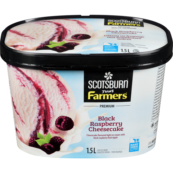 Scotsburn Premium Black Raspberry Cheesecake Ice Cream 1.5 l, $0.55/100ml