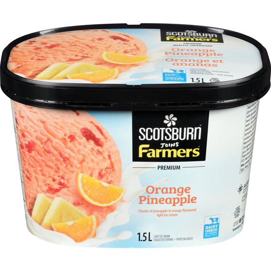 Scotsburn Orange Pineapple Premium Ice Cream 1.5 l, $0.55/100ml