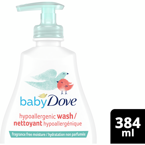 Dove Nettoyant pour Bébé Hydratation Non Parfumée Hypoallergénique 384 ml, 2,21 $/100ml