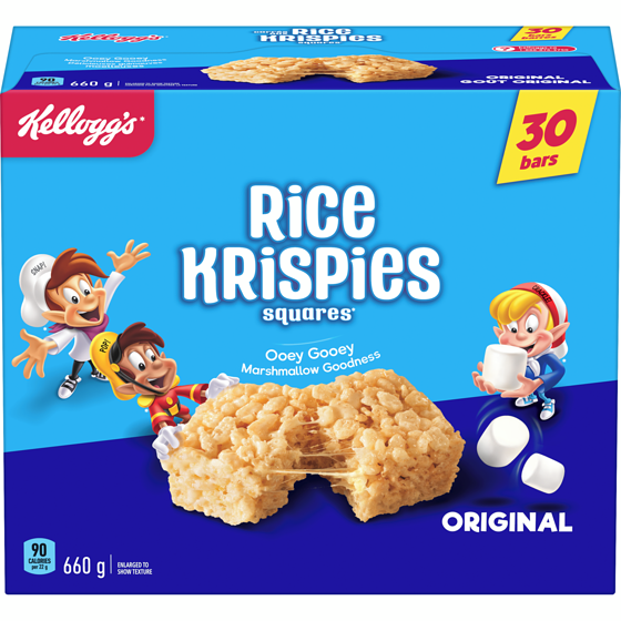 Kelloggs Rice Krispies Krispies Squares Bars, Original Jumbo Pack 30 Bars 660 g, $1.59/100g