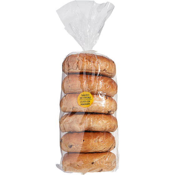 null Bagels cannelle et raisins, emb. de 6 490 g, 1,02 $/100g
