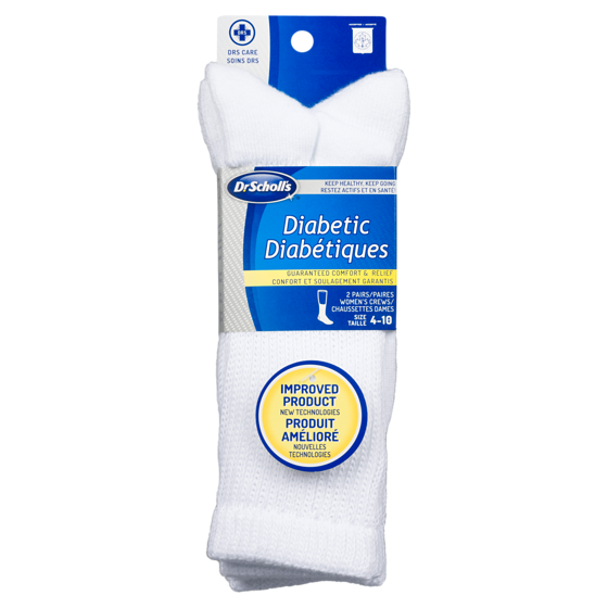 Dr. Scholl’s Chaussettes pour diabétiques, femmes, blanc 2 ea, 8,00 $/1ch
