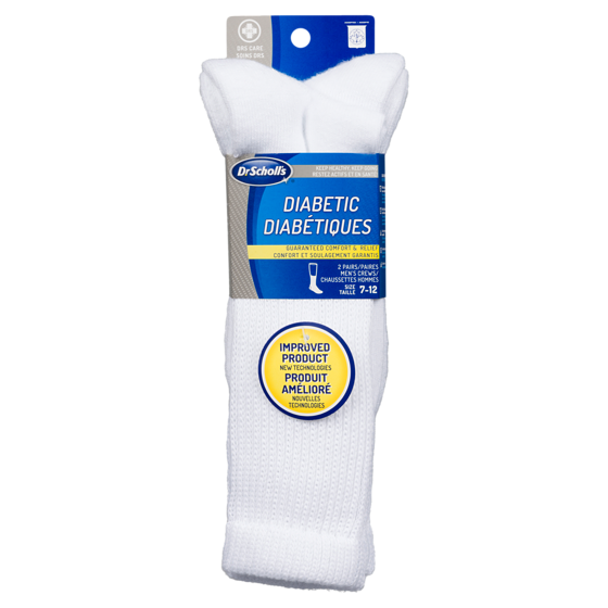 Dr. Scholl’s DrScholl's Diabétiques 2 Paires Chaussettes Hommes Blanc Taille 7-12 2 ea, 8,00 $/1ch