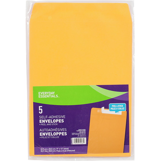 Everyday Essentials Enveloppes Kraft, 9 x 12 po 5x1.0 ea, 0,30 $/1ch