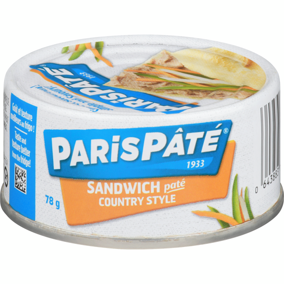 Paris Pâté Pâté Sandwich Spread 78 g, $3.06/100g