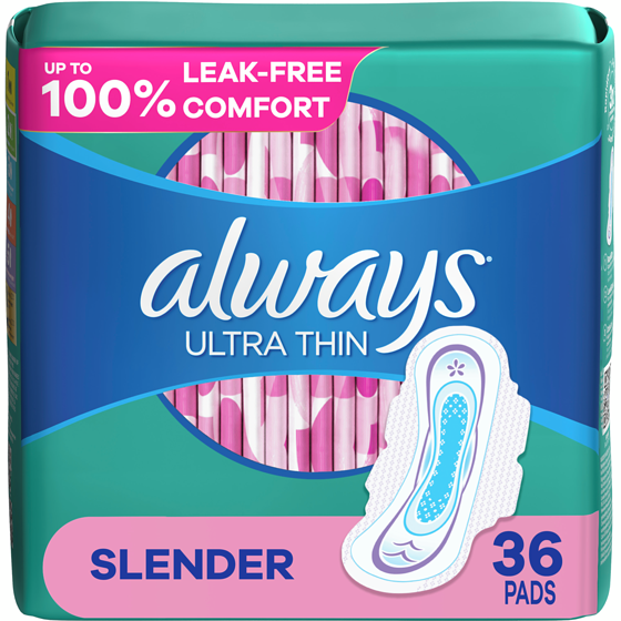 Always Ultra Thin Feminine Pads with Wings for Women, Size 1, Slender Absorbency, Unscented, 36 Count 36 ea, $0.36/1ea