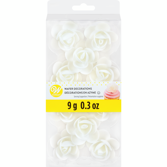 Wilton White Rose Wafer Decorations 9 g, $83.22/100g