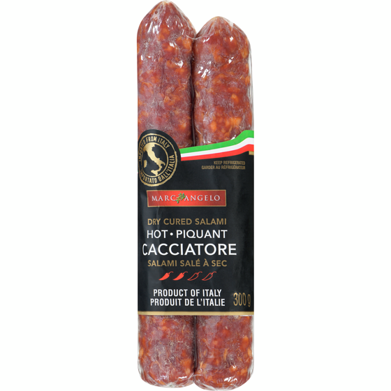 Marc Angelo Salami cacciatore, piquant 300 g, 4,66 $/100g