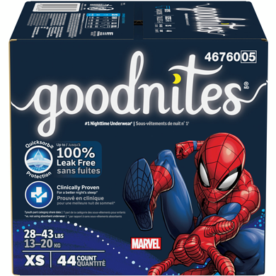 GoodNites Sous-vêtements de nuit pour garçons, TP, 44 sous-vêtements 44 ea, 0,75 $/1ch