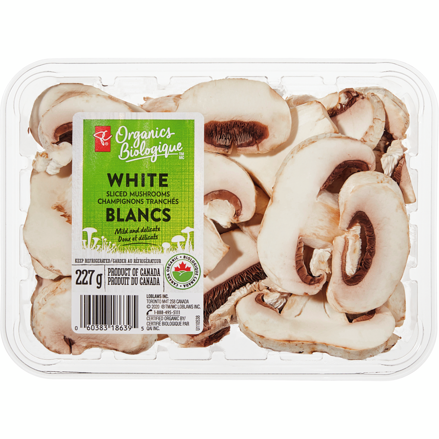 Calories in PC Organics Mushroom White, Sliced