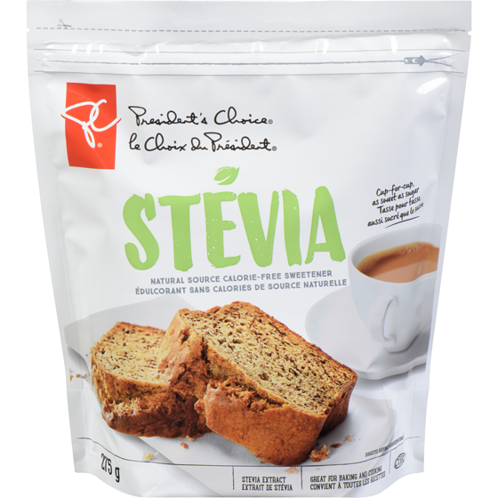 President's Choice Natural Source Granulated Stevia Calorie-Free Sweetener 275 g, $4.00/100g