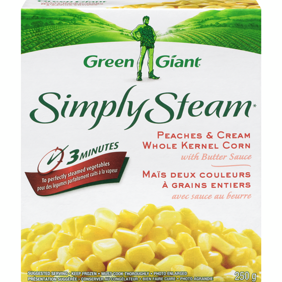 Green Giant Corn Peach N Cream with Butter Sauce 250 g, $1.12/100g