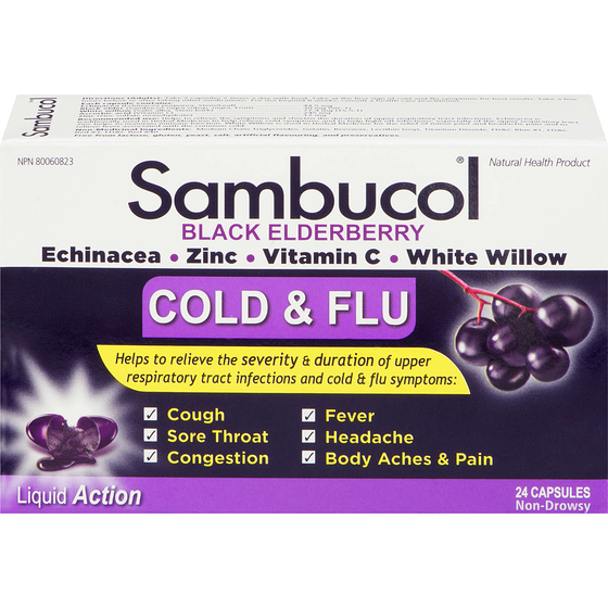Sambucol Black Elderberry Cold & Flu 24 Capsules 24 ea, $0.65/1ea