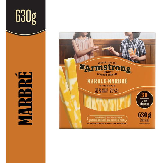 Armstrong Bâtonnets de cheddar marbré 630 g, 2,30 $/100g