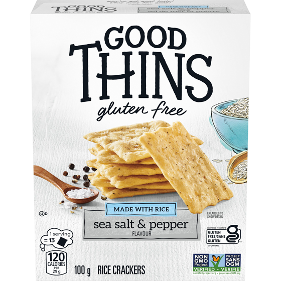 Christie Good Thins, Sea Salt & Pepper, Gluten Free Rice Crackers 100 g, $4.29/100g