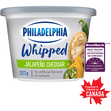 Philadelphia Whipped Jalapeno Cheddar Cream Cheese Product 227 g, $2.55/100g